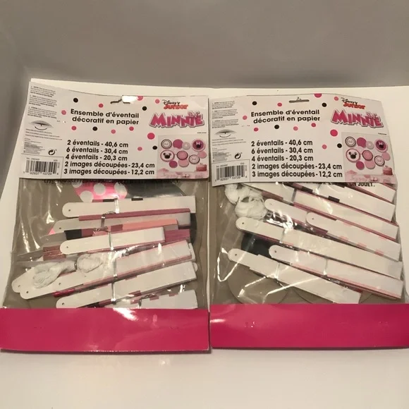 Disney‎ Minnie Mouse Paper Fan Decorating Kit - Pink and Black 2 PK - Picture 6 of 7